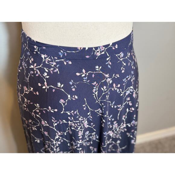 J. Jill skirt blue floral print midi length flowy  elastic waist side zip Sz S - Picture 2 of 8
